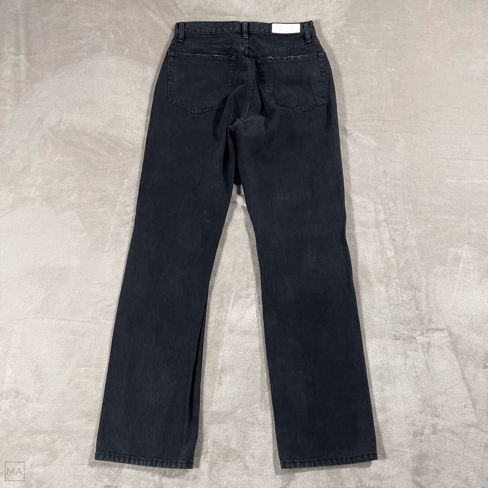 Re/Done Womens Jeans Loose High Rise Straight Distressed Denim Button Fly 28 Blk - Picture 9 of 9